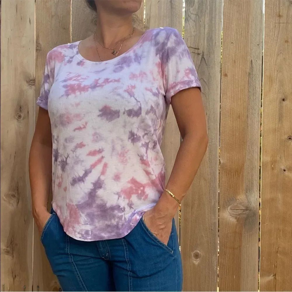H&M ribbed short sleeve tie dyed t-shirt size small
